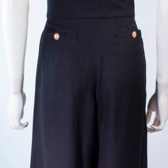 ❤️CHANEL COUTURE Palazzo Runway Wide Leg Black High Waist 5 CC Button Pan… - Picture 14 of 15